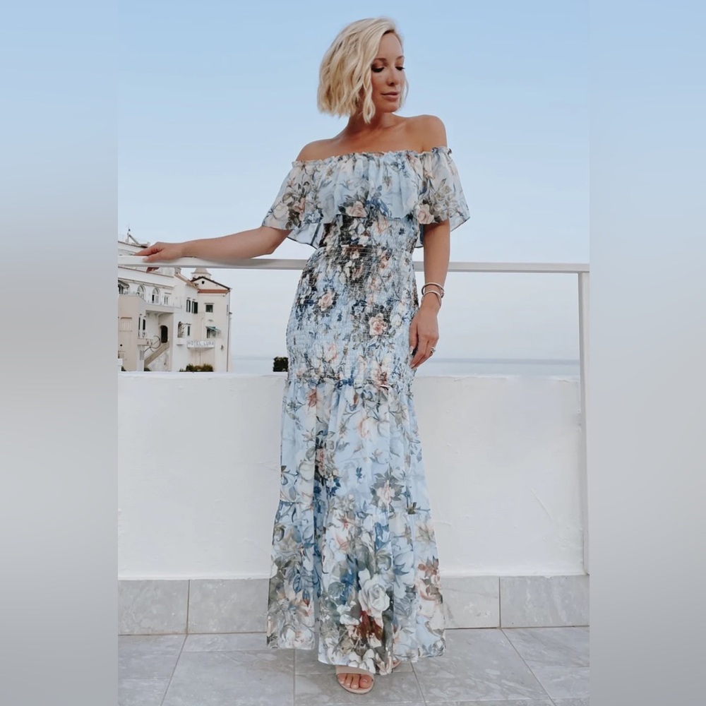 Baltic Barn Amalfi Smocked Maxi Dress Blue